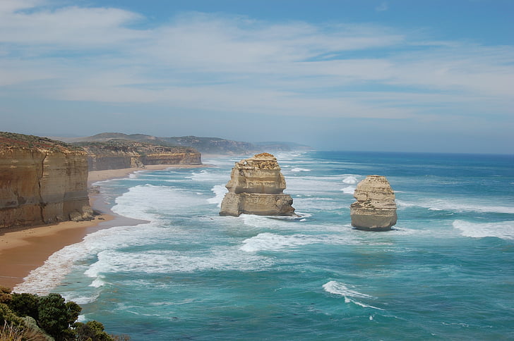 twelve apostles, australia, sea, coast, ocean, outlook, rock formation
