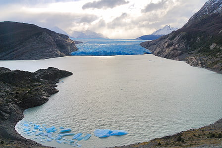 Şili, buzul gri, seyahat, doğa yürüyüşü, Patagonya, su, plaj