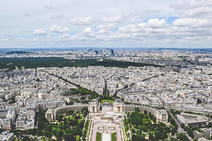 aérea, arquitetura, edifícios, capital, cidade, paisagem urbana, França