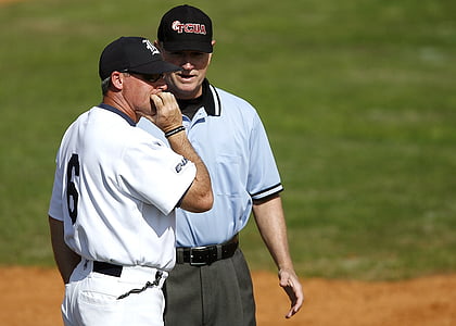 baseball, umpire, coach, game, conference, discussion, decisions
