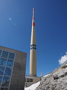 Verzend systeem, transmissie toren, Säntis, berg, Alpstein, Alpine, sneeuw