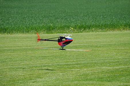 helikopter, model, terbang, terbalik