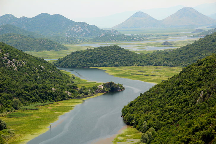 river, mountains, landscape, montenegro, valley, nature, mountain