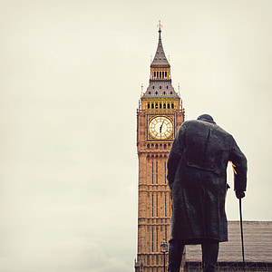 Big ben, Westminster, Churchill, Londyn, Parlament, Architektura, Ben