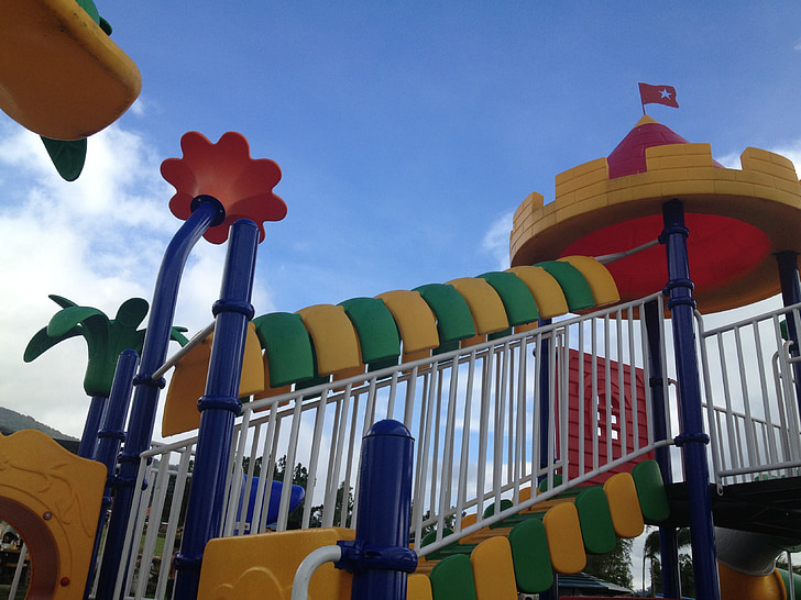 Sân chơi trẻ em, ngoài trời, đầy màu sắc, vui vẻ, trẻ em, thời thơ ấu, công viên