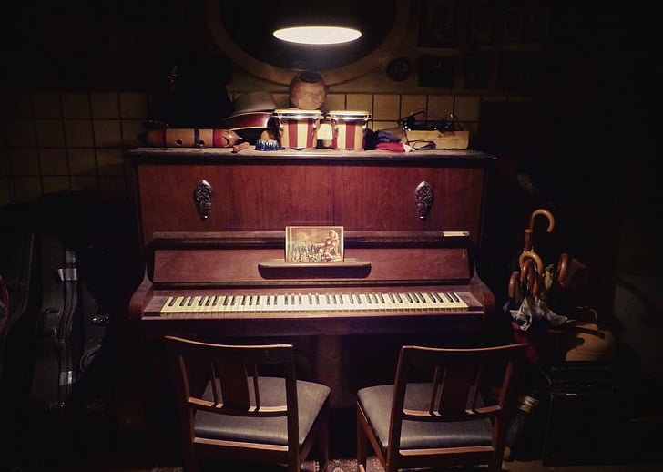 klavir, domov, temno, grunge, glasba, instrument, soba