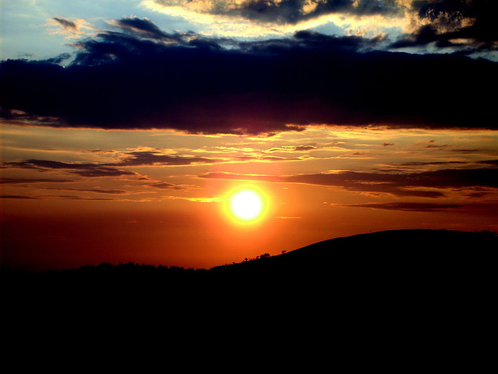 solnedgång, bergen, Anina