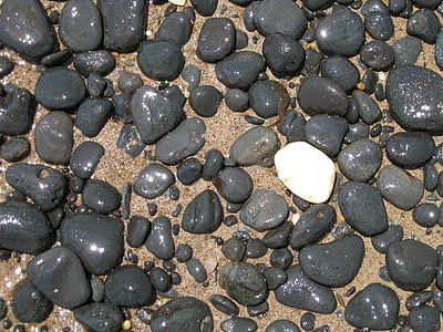 石头, 卵石, 海滩, 背景, 模式, 棕色, 黑色