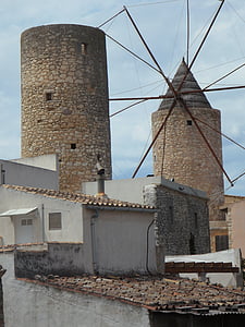 eski, Eski değirmen, yel değirmeni, Simgesel Yapı, Mallorca, tarihsel olarak, bağlantı