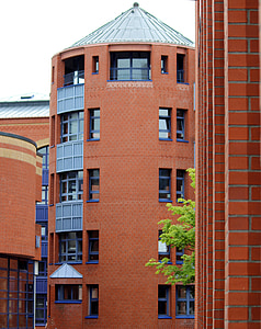 building, tower, clinker, red, bricks, architecture, facade