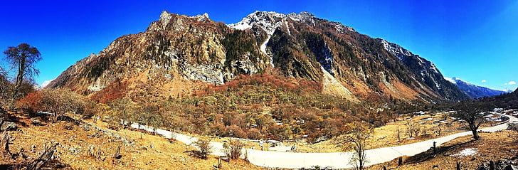 siguniangshan, zimowe, widok na góry siguniang