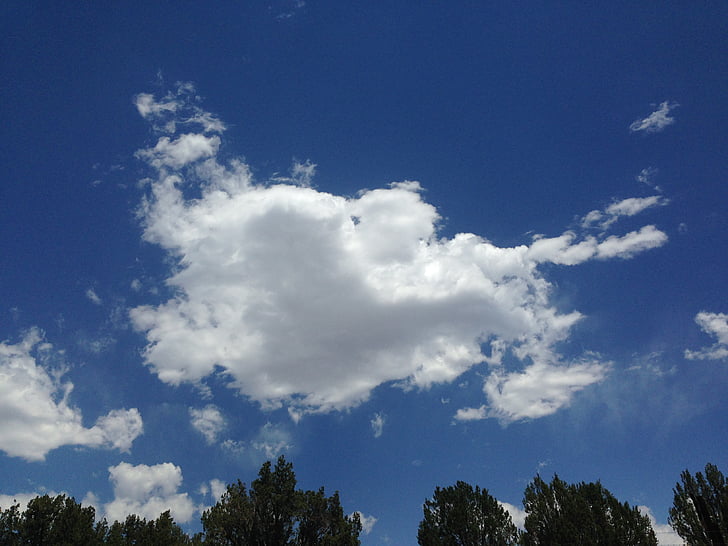 bầu trời, màu xanh, trái tim, cloudscape, đám mây, cao, fluffy