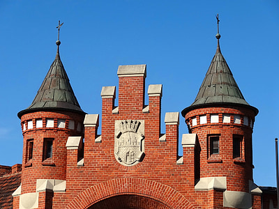 turgavietės, Bydgoszcz, istorinis, pastatas, vartai, įėjimas, fasadas