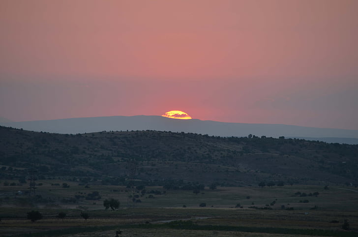 solnedgång, Uchisar, Cappadocia