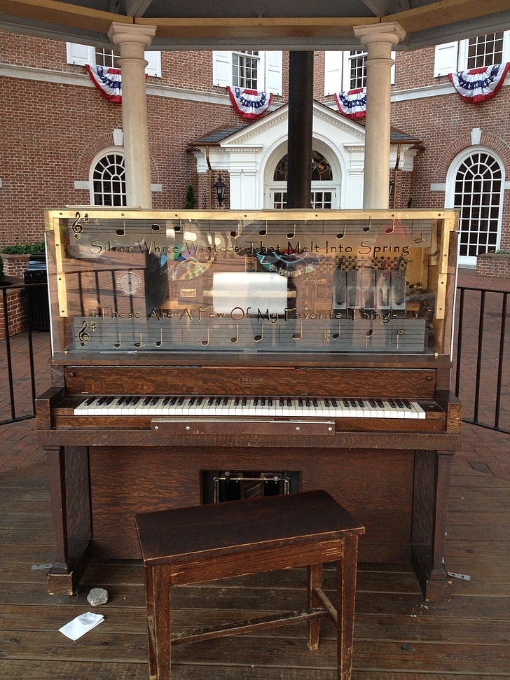 piano, histórico, centro da cidade, velho, instrumento