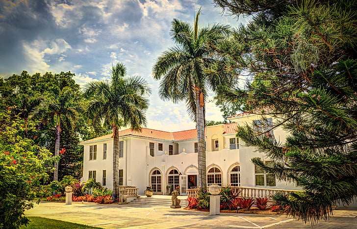 Shangri-La, södra florida, Hotel, landmärke, palmer, byggnad, arkitektur