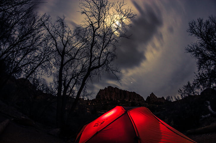 camping, nubes, oscuro, amanecer, al atardecer, noche, paisaje