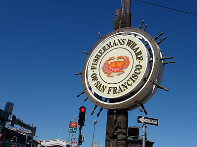 kelionės, San Franciskas, krabas, restoranas, ženklas, jūros gėrybės, instrukcijos