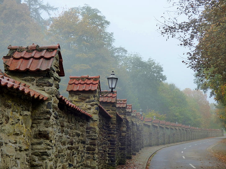 brouillard, Abbaye, Clervaux, vieux mur, atmosphère enchantée, Chine - Asie du sud-est, l’Asie