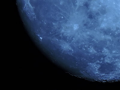 Луна, нощ, небе, част, синьо, астрономия, планета - пространство