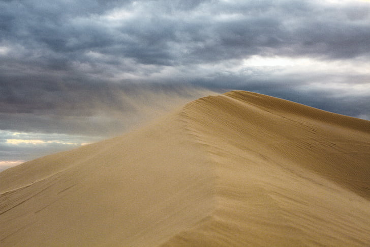 pijesak, brdsko, krajolik, pustinja, oblaci, nebo, Pješčana oluja