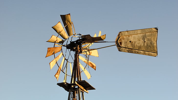 windmill, wheel, damaged, rusty, weathered, wind, weather
