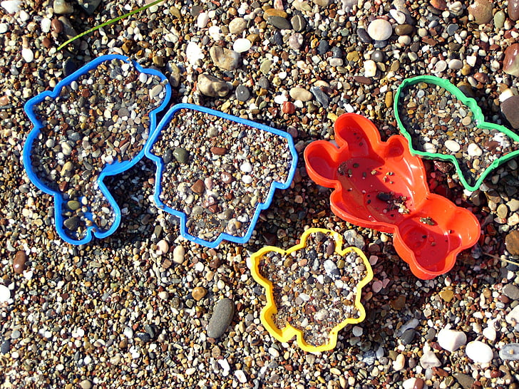 sea, pebbles, kids, toys, collage