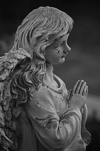 angel, cemetery, believe, figure, pray, statue, monument