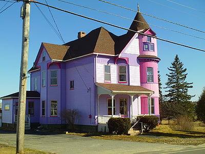 Casa, victoriana, púrpura, arquitectura, Inicio, edificio, residencial