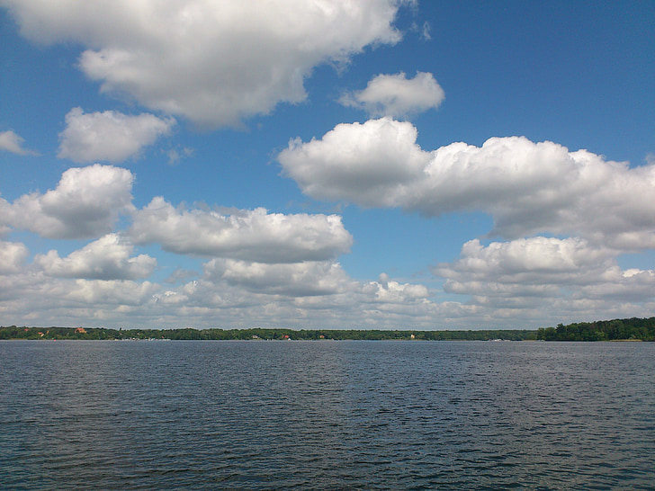 Wannsee, niebo, Berlin, Jezioro, Natura, chmury, krajobraz