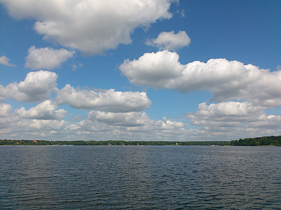 Wannsee, gökyüzü, Berlin, Göl, doğa, bulutlar, manzara