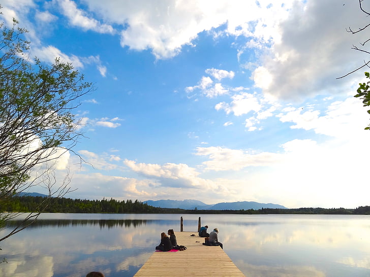 Pier, Lake, Holiday, taevas, pilved, maastik, loodus