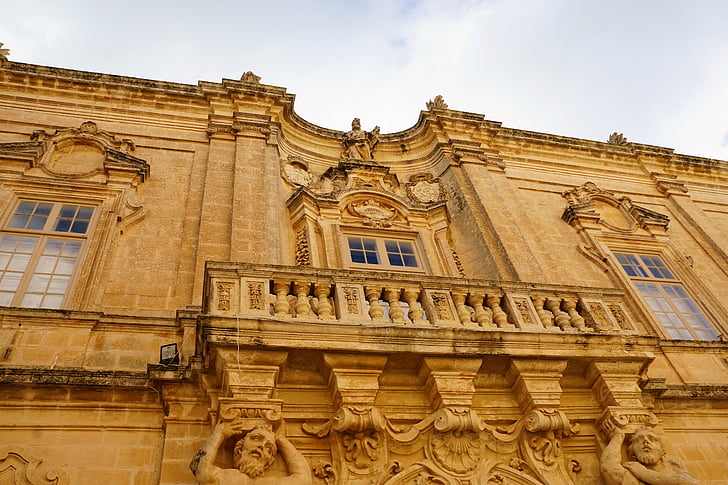 casa, façana, vell, finestra, Mdina, Malta, joc de trons