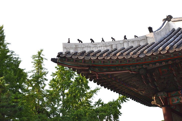 tetőcserép, erény kotobuki shrine, Szöul, tiltott város, régi iskola, régi vágású, között