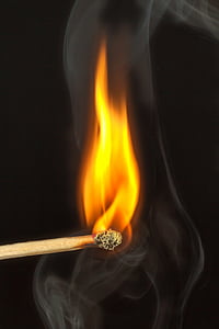 close-up, fire, flame, heat, match, smoke
