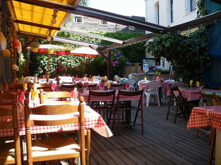 restaurante, comedor, Francia, tabla, al aire libre, ambiente, café