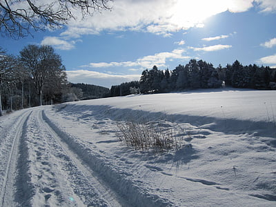 žiemą, sniego, kelio