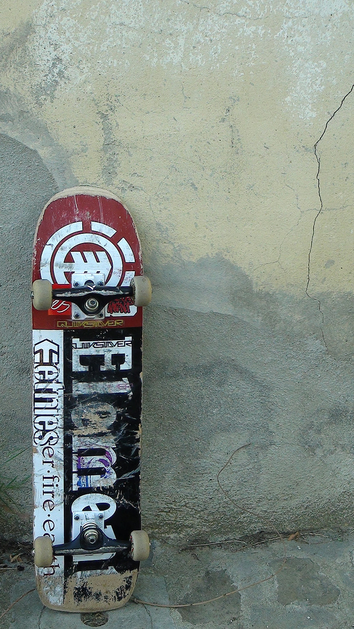 skateboard, vecchio, parete, Casa, Sport