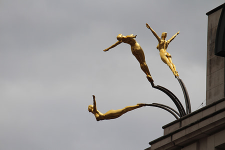três graças, bronze, estátua, mergulho, fêmeas, Haymarket, Londres