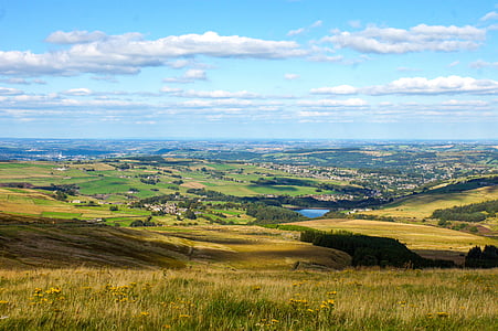 paysage, Holmfirth, l’Angleterre, campagne, Lac, paysage, scène