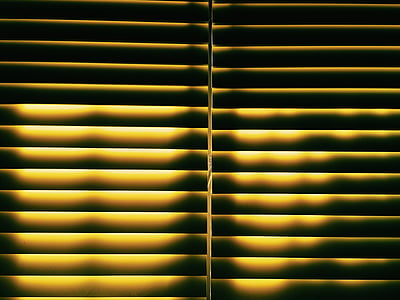 blinds, vandret, mønster, vindue, gul