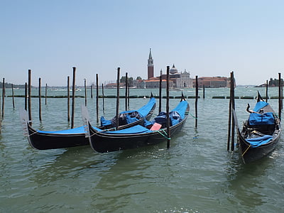 Venezia, Italia, gondol, vann, gondoler, båter, romantisk