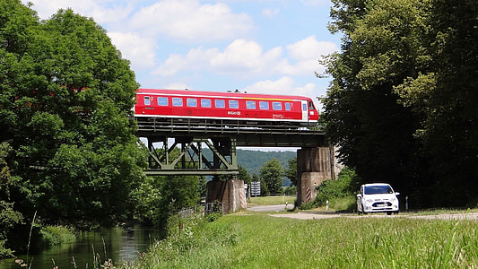 VT 611, železničný most, Brenz railway, KBS 757, železničná, vlak