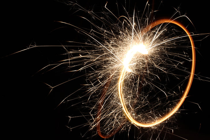 sparkler, 4th of july, circle, sparks, bright, party, summer