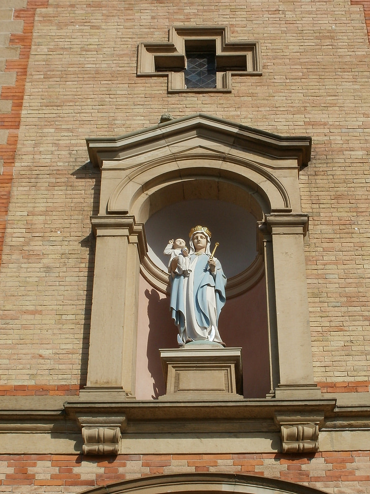 Statue, Madonna, Kind, St. laurentius, Rheinhausen, Skulptur, religiöse