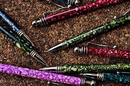 ปากกา, ใช้ในการเขียน, ปล่อยให้, สำนักงาน, มีสีสัน, สี, อุปกรณ์สำนักงาน