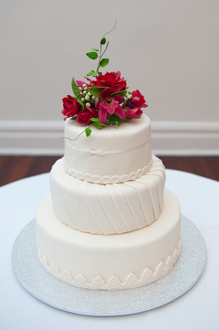 vestuvių tortas, Vestuvės, tortas, mielas, balta, desertas, šventė