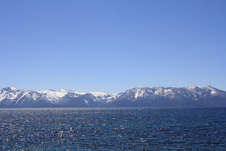 Lake tahoe, Nevada, hory, scenérie, Příroda, jezero, zasněžené hory