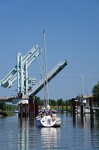 ponte, Elbe, Rio, nave, água, barco à vela