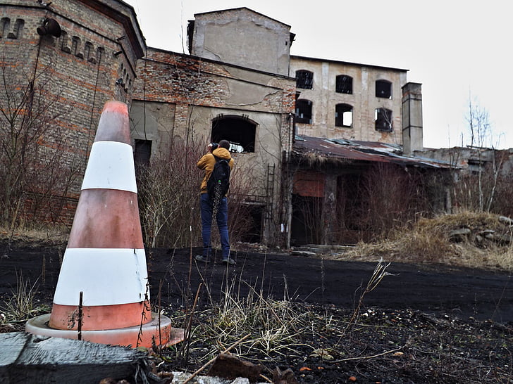 debris, cone, factory, lonely place
